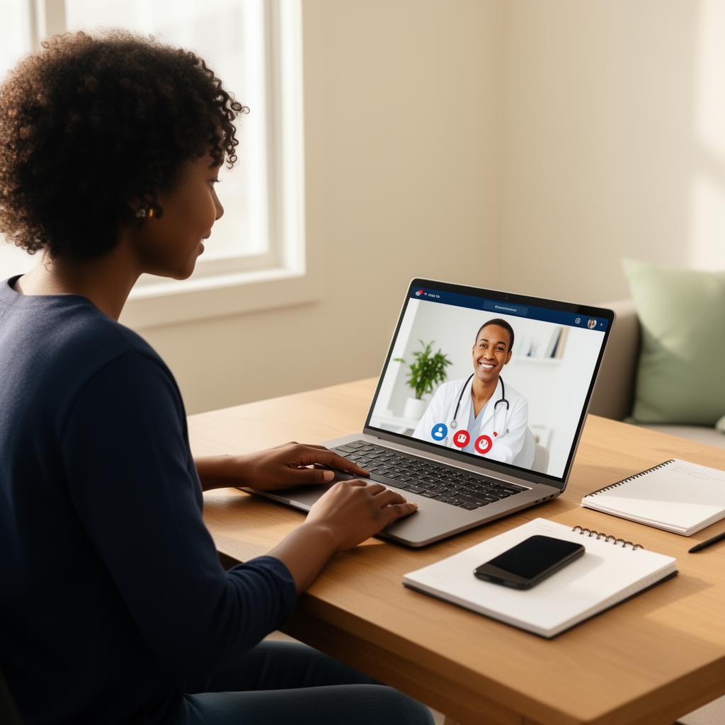 Patient using telemedicine for affordable online healthcare from home